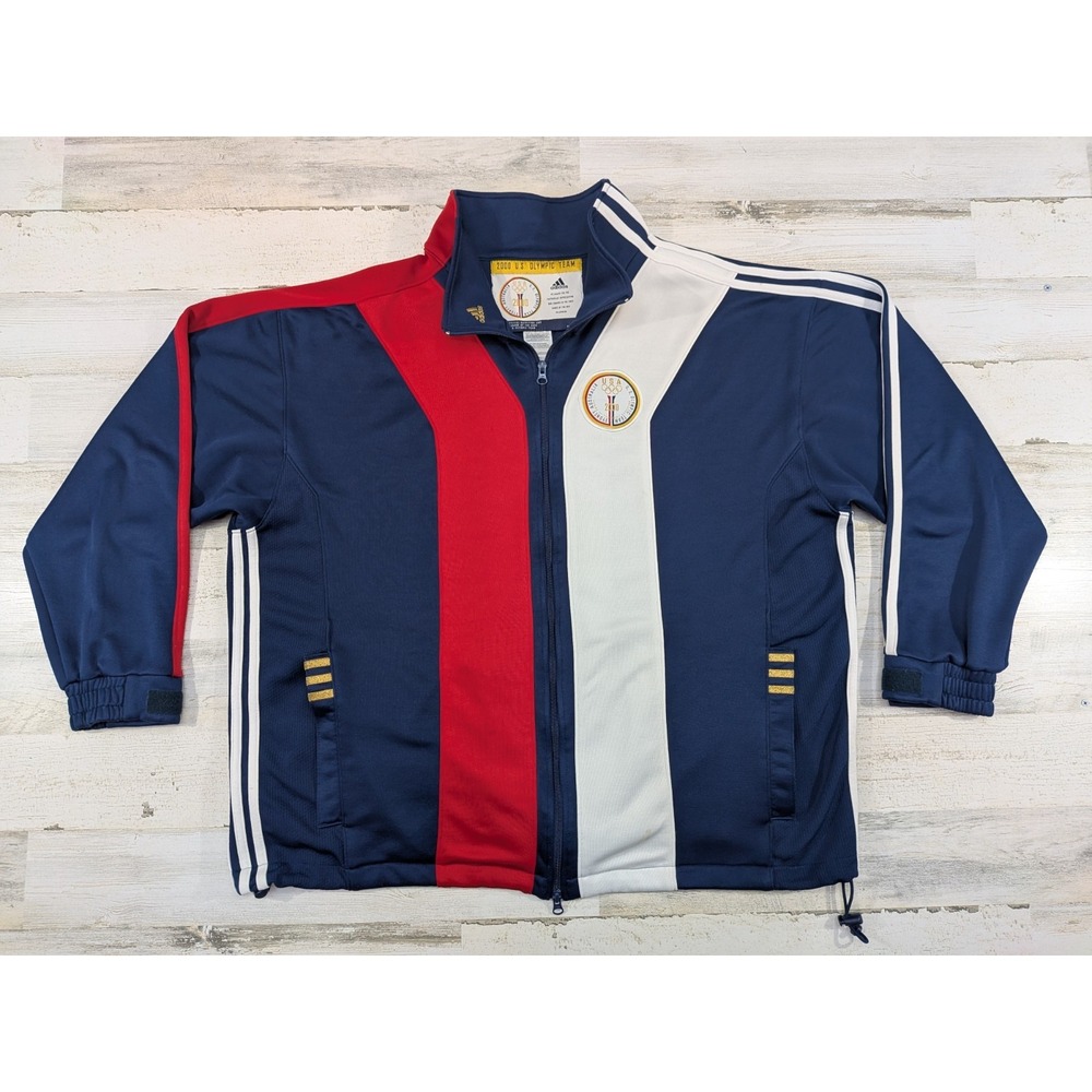Vintage Adidas Jacket Mens XL 2000 USA Olympic Team Sydney Track Jacket Navy